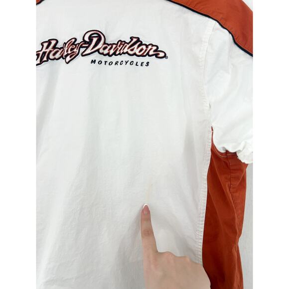 Harley Davidson Women's Embroidered Button Down Shirt 1W Burnt Orange Patch - Picture 5 of 8